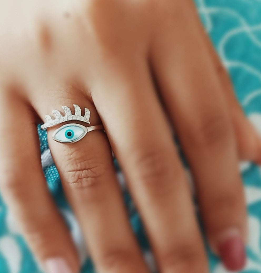 Adjustable Evil Eye Rings Sterling Silver | Alef Bet by Paula | Jewelry and  Home Accessories