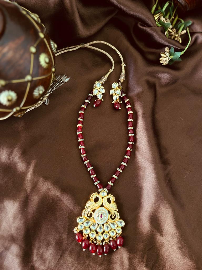 Scarlet Splendor- Handcrafted Kundan Necklace Set