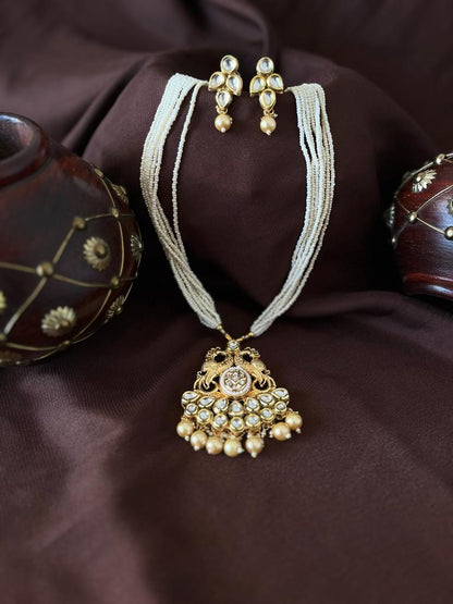 Champagne Glamour - Handcrafted Kundan Necklace Set