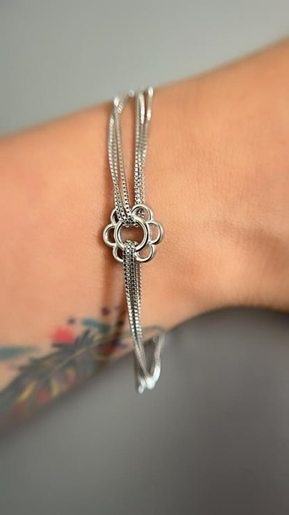 Flower Charm, Chain Bracelets.